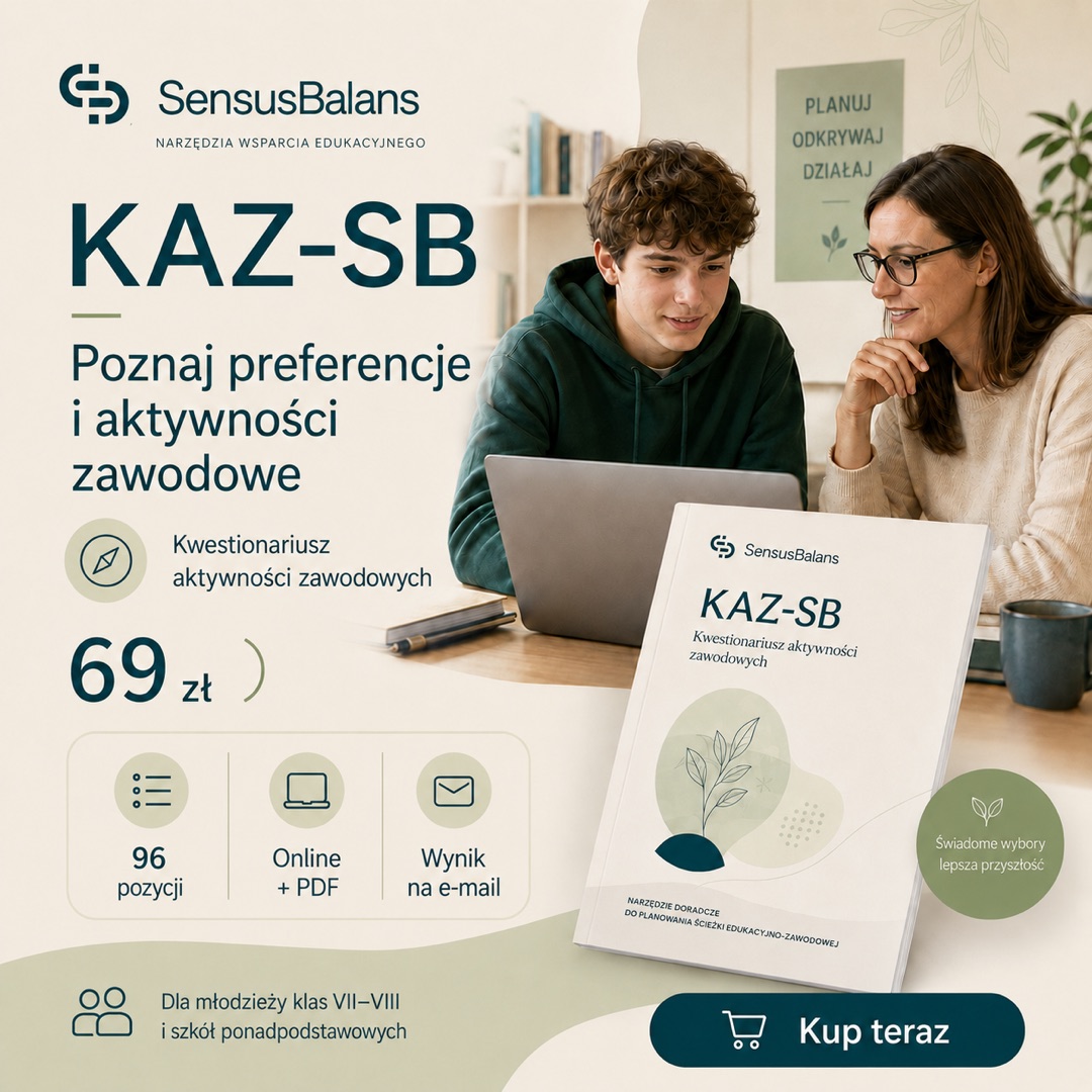 KAZ-SB, kwestionariusz aktywności zawodowych dla młodzieży, SensusBalans Szczecin